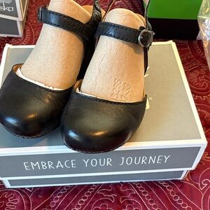 Dansko Black Leather Mules